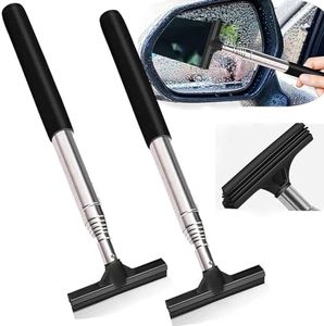 BEANPRECOY 2Pcs Car Mirror Wiper Retractable Car Mirror Squeegee Side Mirror Squeegee Portable Vehicle Interior Exterior Accessories for Rainy Foggy Weather Cleaning Supplies for Car Windshield(Black)