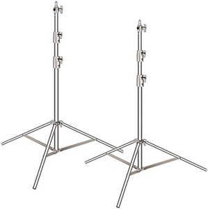 Neewer 2 Pieces Light Stand Kit, 102"/260cm Stainless Steel Heavy Duty with 1/4" to 3/8" Adapter for Studio Softbox, Monolight and Other Photographic Equipment