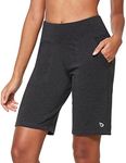 BALEAF Women's 10'' High-Rise Bermuda Lounge Shorts Long Athletic Yoga with Pockets Running Workout Heather Gray Size L