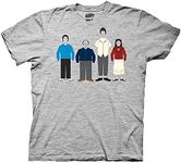 Ripple Junction Mens Seinfeld Classic Lineup T-Shirt - Seinfeld Mens Fashion Shirt - Jerry, Kramer, Geroge and Elaine Tee (Heather Grey, XX-Large)