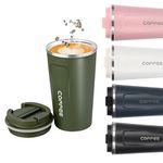 KISUOMAOYI Travel Mugs, Insulated Coffee Cup with Leakproof Lid - Reusable Coffee Cups Travel - Car Coffee Cup - Stainless Steel Thermal Mug for Hot and Cold Coffee Water and Tea.380ml(Green)