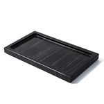 JIMEI Natural Real Marble Bathroom Tray Countertop 9'' Vanity Tray Makeup Organizer for Dresser, Guest Towel Holder Tray Napkin Holder for Bathroom, Disposable Serving Tray (Black)
