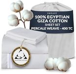 Sweave 100% Egyptian Cotton Percale Sheets Full Size -Genuine Luxurious 400 Thread Count - Naturally Crisp, Breathable, Skin-Friendly & Cooling - Softer After Each Wash - Oeko-TEX Certified Giza