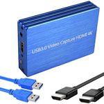 Microware HDMI Video Capture Card 4K HDMI to USB 3.0 HD Game Video Converter Support Full HD 1080P 60HZ Mic in and Audio Out Game Recorder for PS4, DSLR Windows, Linux, OS X System - Blue
