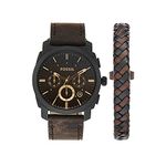 Fossil Men Leather Analog Black Dial Watch-Fs5251Set, Band Color-Brown