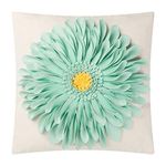 OiseauVoler 3D Flower Handmade Throw Pillow Covers Decorative Cushion Covers Pillowcases for Couch Bed Living Room Decor 18x18 Inch Mint Green