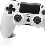 Wireless Controller for P4, Controller Wireless for P4/Pro/Slim/PC, Bluetooth Gamepad Joystick with Dual Vibration Touch Panel 3.5mm Audio Jack Six-Axis Upgraded Ergonomic Controller (White)