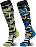 Merino Wool Ski Socks 2 Pairs, Thermal Knee High Warm Socks for Snowboarding, Hiking, Cold Weather, Snow, Hunting