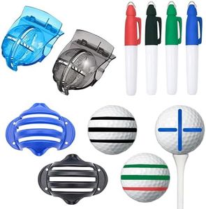 Kit di 8 Marcatore Pallina da Golf, 2 Palla di Golf Allineamento Strumento, 2 Strumenti per Allineare Le Palline Clip e 5 Pennarelli per Palline Golf, Marcatura Liner Allineamento Tool Set per Golf