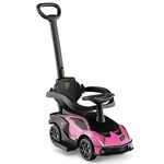 Maxmass 3-in-1 Kids Ride on Push Car, Licensed Lamborghini Foot to Floor Slider with Removable Push Bar & Guardrail, Underneath Storage, Horn Sound, Toddlers Push Walking Car for 12-36 Months (Pink)