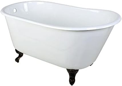 Kingston Brass Aqua Eden VCTND5328NT5 Cast Iron Slipper Clawfoot Bathtub with Oil Rubbed Bronze Feet without Faucet Drillings, 53-Inch, White