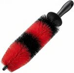 TAKAVU Master Wheel Tire Brush, Easy Reach Wheel and Rim Detailing Brush Long Soft Bristle, Car Tire Brush, Wheel Scrub Brush, Multipurpose use for Wheels Rims Exhaust Tips Motorcycles (Red)