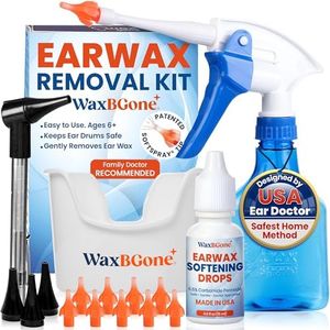 WaxBgone Ear Wax Removal Kit with SoftSpray Ear Irrigation Tips for Safe and Effective Earwax Removal - Complete Ear Cleaning Kit for Adults and Kids - Includes Ear Wax Removal Softening Drops
