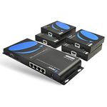 OREI 1x4 HDMI Extender Splitter Over Single Cable CAT6/7 1080P with IR Remote EDID Management - Up to 400 Ft - Loop Out - Low Latency Black