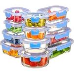 24-Piece Superior Glass Food Storage Containers Set - Airtight BPA-Free Locking Lids - 100% Leakproof Borosilicate Glass Meal Prep Food Containers With Lids - Freezer to Oven Safe Takeaway Lunch Boxes