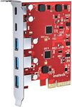 Inateck PCIe to USB 3.2 Gen 2 Card with 20 Gbps Bandwidth, 3 USB Type-A and 2 USB Type-C Ports, RedComets U21