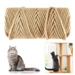 Niserelesa 50M Sisal Rope for Cat Scratchers, Cat Scratching Sisal Rope 6mm Natural Jute Hemp Rope, Ideal for Replace Scratching Post, Repair Cat Tree, DIY Projects