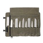 QEES Chefs Knife Roll Bag 11 Slots, Heavy Duty Waxed Canvas Knife Bag, Waterproof Knife Case for Camping, Hiking, Multi-function Tool Roll Bag (Army green)