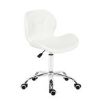 Modern Labm Wool Swivel Office Chair, Height Adjustable Padded Armless Desk Chair with Wheels for Home Office (White)