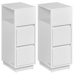 VASAGLE Slim Bedside Tables, Set of 2, Small Narrow Side End Tables with 2 Drawers, 1 Open Compartment Mounted to Face Left or Right, for Bedroom, Living Room, Cloud White LET856W01
