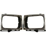 DAT AUTO PARTS Front Left Driver & Right Passenger Side Head Light Door Bezel Cover Pair Set Replacement for 1992-1995 Toyota Pickup 4WD Chrome/Black Smooth TO2512116 TO2513118