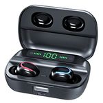 GOSCIEN Wireless Earbuds, Headphones Wireless Immersive Bass Sound Bluetooth 5.1 Headphones with Noise Cancellation Mic, IPX7 Waterproof Bluetooth Earphone with Charging Case for Work, Sports