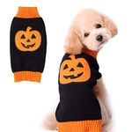 PETCARE Halloween Pet Dog Sweater Pumpkin Striped Knit Jumper Clothes For Dogs Pets Costume Holiday Party for Cat and Puppy(Black Pumpkin,S)