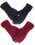 Outrip Womens Lady Winter Warm Gloves Touch Screen Phone Windproof Lined Thick Gloves (BlackRed)