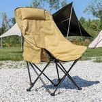 G POWERED Camping Chair for Adults, Compact Folding Portable Chair with Side Pockets for Outdoors Fishing, Hiking, Backpacking, Picnic, Beach, Travel, Supports Upto 100kg with Carry Bag (Khaki)