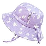 Jan & Jul Wide Brim Summer Bucket Hat for Girls Cotton (L: 2-5T, Purple Daisy)