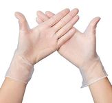 New Vinyl Multi-Purpose Gloves, Disposable Extra Strong Powder Free Clear Gloves Medium Size Box of 100 - Food Safe - Latex Free Easy to Wear ==> Perfect for Daily use Home Work