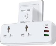 Nestling Double Plug Adaptor with 2 USB-A &1 USB-C, 2 Way Plug Extension Multi Plug Adpater, 10A UK 3 Pin Socket Extension for Travel,Office,Home and Kitchen