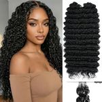 BLUONASI Feather Crochet Hair miracle knots hair 16inch 100Strands Deep Wave Hair for Invisible miracle Knot Crochet Hair Extensions for Black Women (1B#, 16 Inch ((100Strands))