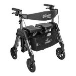 Stander Wonder Bariatric Rollator, Heavy Duty Folding Rolling Walker for Adults, Seniors, 500-pound Weight Capacity, Large 8-inch Wheels, Locking Brakes, Large Seat with Backrest, Black Walnut