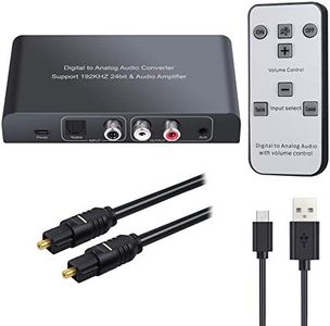 Neoteck 192kHz Digital to Analog Audio Converter with IR Remote Control, DAC Converter Digital Coaxial Toslink Optical to Analog Stereo L/R RCA 3.5mm Audio Adapter Support Volume Control/Mute/Power