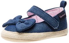 Gerber Baby Crib Shoes Newborn Infant Girls Mary Jane 0-9 Month, Chambray Bow, 0 3 Months