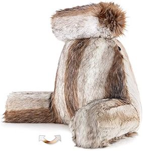 Husband Pillow XXL Rare Baby Coyote Fabulous Faux Fur Backrest, 2-Tone Reversible Double Sided Reading & Bed Rest Pillow with Arms & Neck Roll, Adjustable Memory Foam - Sit Up Extremely Comfy
