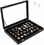 Wowagoga 11x8 Inch Dustproof Enamel Pin Display Case Shadow Box Frame with Hooks for Military Medal Jewelry Pin Badge Collection, Black