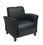 OSP Home Furnishings SL2271EC3 Office Star Breeze Black Eco Leather Club Chair with Cherry Finish Legs