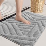 Color G Bath Mat 40 x 60cm, Non Slip Bathroom Mats Absorbent, Machine Washable Bath Mats for Bathroom Soft Microfiber Shower Water Bath Rug, Floor Mats, Grey