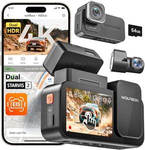 WOLFBOX X5 Duo Dual Dash Cam for Car | 4K Front + 2.5K Rear Recording with 8MP STARVIS2 IMX678/IMX675 | Anti-Shake Video | GPS & 5.8GHz WiFi | Voice Commands | Touchscreen | Parking Mode | 64GB Card