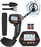 DetectTrek Metal Detector for Kids, 8 inches IP68 Waterproof Coil Kid Metal Detector, Adjustable Metal Detector with Shovel & Rake, MD-4070