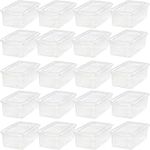 IRIS USA 6 L (6 US Qt) Clear Storage Box, BPA-Free Plastic Stackable Bin with Lid, Containers to Organize Shoes and Closet Shelves, Classroom Organization Teacher Tools, Game Storage, 20 Pack