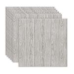 Abyssaly 3D Peel and Stick Wall Panels Stickers PE Foam Self-Adhesive Wallpaper DIY Waterproof Modern Style for Background Wall Decoration (Grey-Plank, (20 pcs (70 x 70 cm | 105.45 Sq. Feet Coverage))
