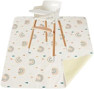 Baby Splash Mat,Non-Slip High Chair Feeding Mat,Waterproof Baby Spill Mat,Food Catcher,Machine Washable High Chair Floor Mat for Home Highchair Picnic 43×43in (A)