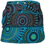 SHOPOHOLIC FASHION Womens Reversible Both Side Wrap Round Hippy Popper Mini Skirt with Hip Pockets (D11)