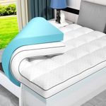 Dual Layer 4 Inch Memory Foam Mattress Topper Full Size, 2 Inch Cooling Gel Memory Foam and 2 Inch Pillow Top Mattress Pad Cover for Back Pain, Deep Elastic Pocket, Medium Support, White