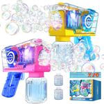 EagleStone LED Bubble Gun Machine 2 Packs for Kids Toddlers, 10 Hole Bubble Wand Toys, Automatic Bubble Guns Blaster for Summer,Wedding,Birthday Party, Outdoor Game Gifts for Boys & Girls Ages 3-5 4-8