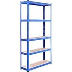 Garage Shelving Units - 71" H x 35" L x 12" W - Heavy Duty Racking - Shelves for Storage -1 Bay - Blue - 5 Tier - 2000LB Capacity (400LB Per Shelf) - Workshop, Shed, Office - 5 Year Warranty