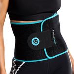 ActiveGear Waist Trainer for Women & Men - Sweat Band Waist Trimmer Belt for a Toned Look - Reinforced Trim and Extra Secure Fastening (Blue Hem, Medium: 8” x 42”)